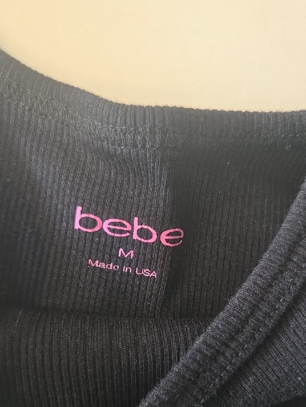 bebe Black Rhinestone Logo Ribbed Tank - Picture 2 of 2